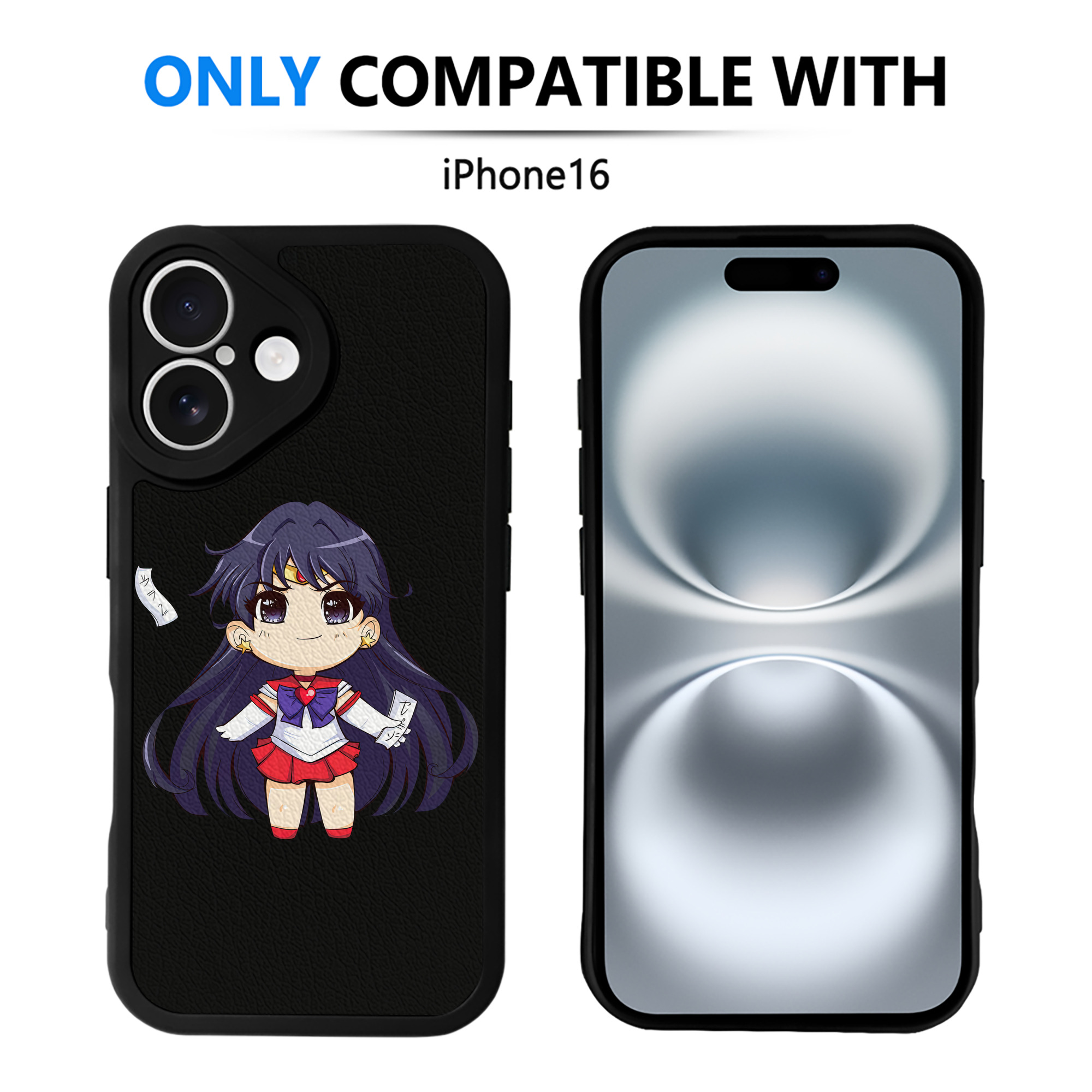 （画像用） 美少女戦士セーラームーン 火野レイ ひの レイ Sailor Moon Hino Rei （セーラーマーズ,Sailor Mars） 【iPhone 16シリーズ対応】シリコンスマホケース（レザー調） 材質：シリコン